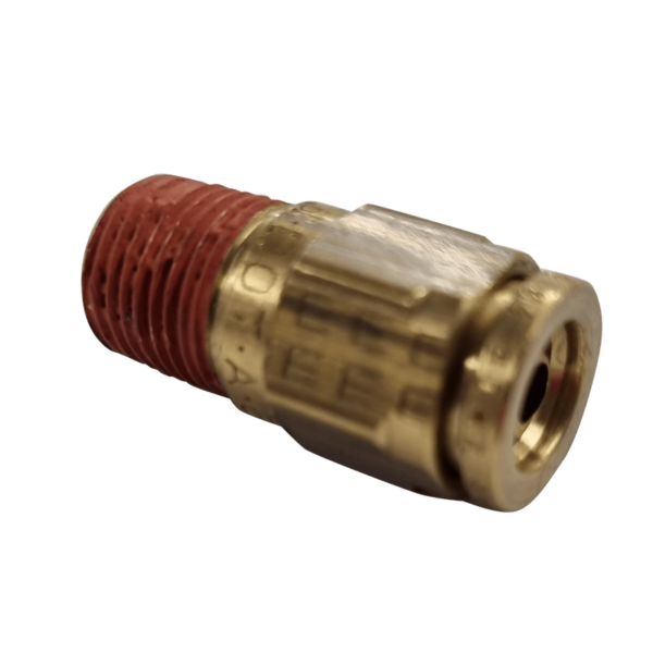 6mm HOSE x 1/8 NPTF MALE - THREAD CONNECTOR - BRASS PUSH FIT BRAKE - NFP1056M2