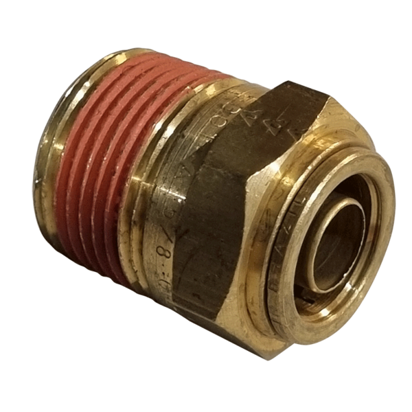 5/8 HOSE x 3/4 NPTF MALE - STRAIGHT MALE CONNECTOR - BRASS PUSH FIT BRAKE - NFP1051012