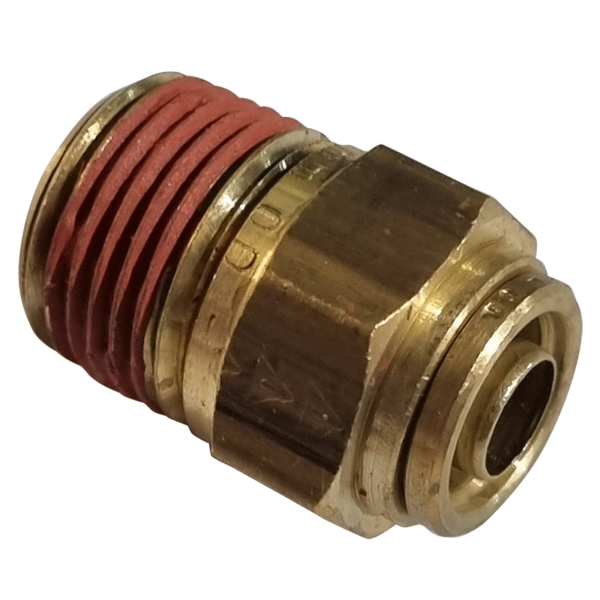 10mm HOSE x 3/8 NPTF MALE - STRAIGHT MALE CONNECTOR - BRASS PUSH FIT BRAKE - NFP10510M6