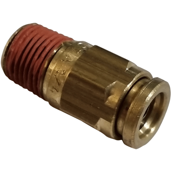 1/4 HOSE x 1/8 NPTF MALE - STRAIGHT MALE CONNECTOR - BRASS PUSH FIT BRAKE - NFP10542