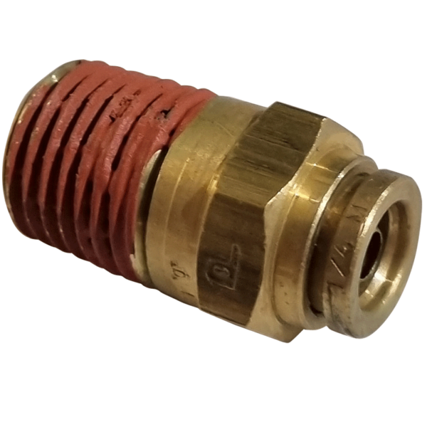 1/4 HOSE x 1/4 NPTF MALE - STRAIGHT MALE CONNECTOR - BRASS PUSH FIT BRAKE - NFP10544