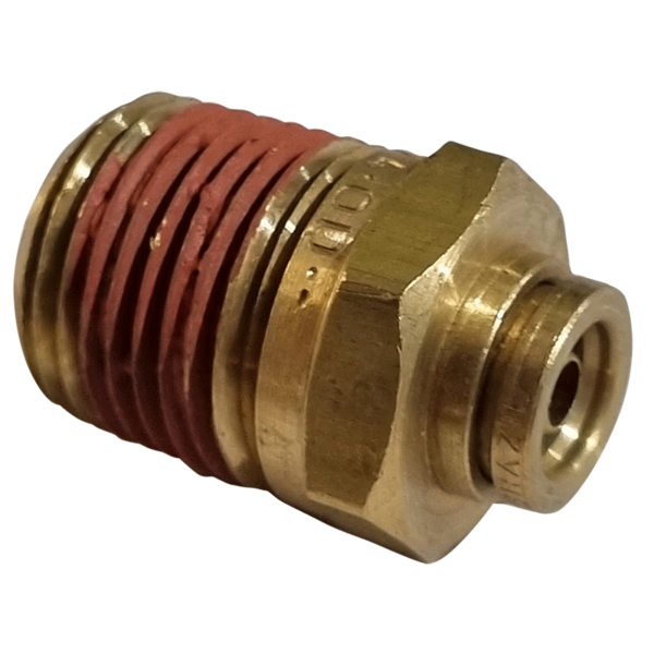 1/4 HOSE x 3/8 NPTF MALE - STRAIGHT MALE CONNECTOR - BRASS PUSH FIT BRAKE - NFP10546
