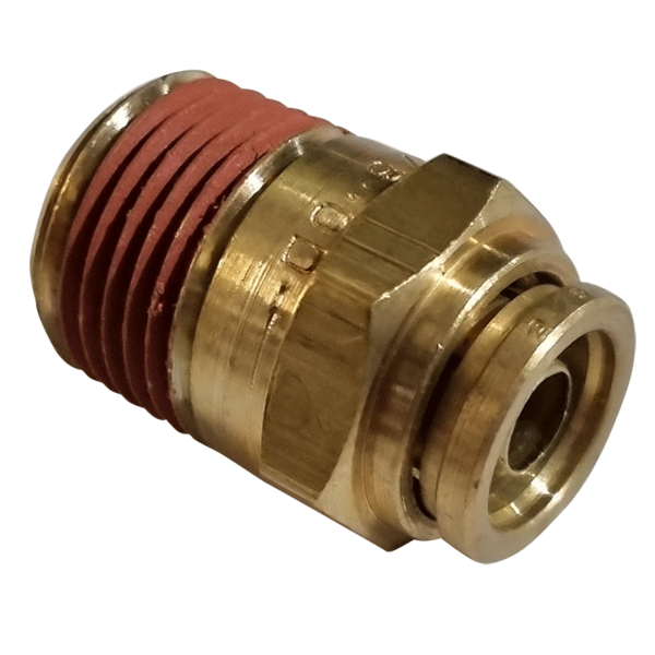 3/8 HOSE x 3/8 NPTF MALE - STRAIGHT MALE CONNECTOR - BRASS PUSH FIT BRAKE - NFP10566