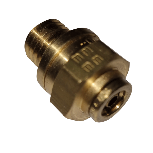 6mm HOSE x M12 METRIC MALE - STRAIGHT MALE CONNECTOR - BRASS PUSH FIT BRAKE - NFP1056M12M