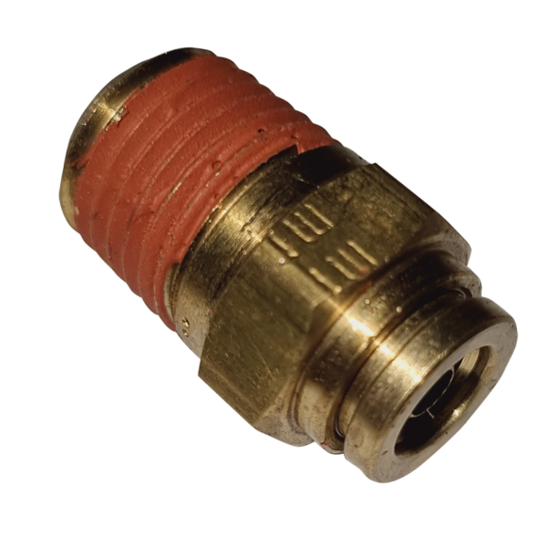 6mm HOSE x 1/4 NPTF MALE - STRAIGHT MALE CONNECTOR - BRASS PUSH FIT BRAKE - NFP1056M4