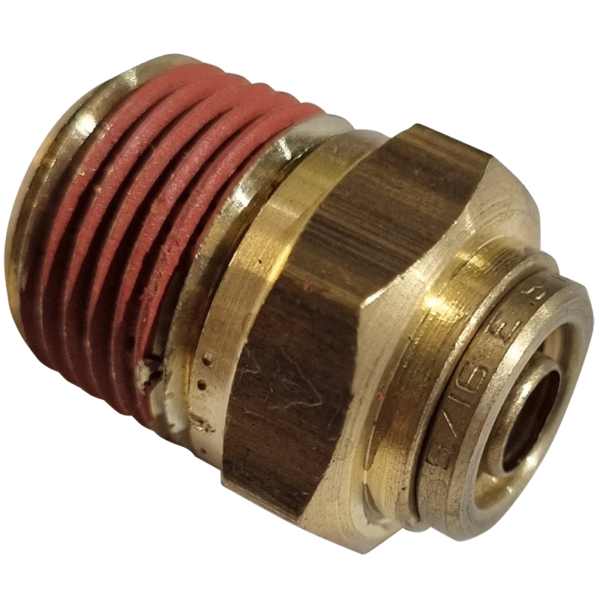 8mm HOSE x 3/8 NPTF MALE - STRAIGHT MALE CONNECTOR - BRASS PUSH FIT BRAKE - NFP1058M6