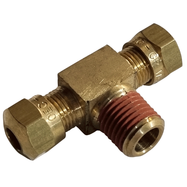 1/4 HOSE x 1/4 NPTF MALE - TEE - COMPRESSION FITTING - NFP147244
