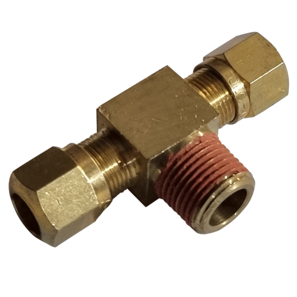 3/8 HOSE x 3/8 NPTF MALE - TEE - COMPRESSION FITTING - NFP147266