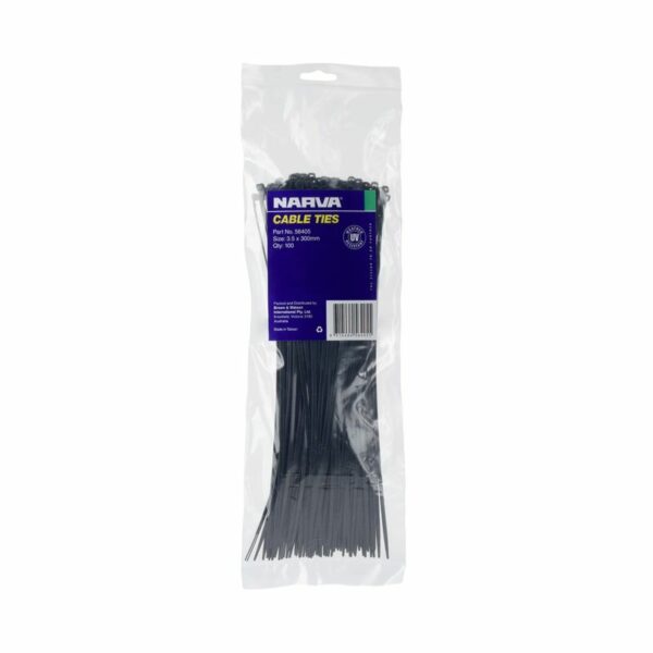 Cable Ties 3.5 x 300mm - Black - Pack Size 100 - 56405